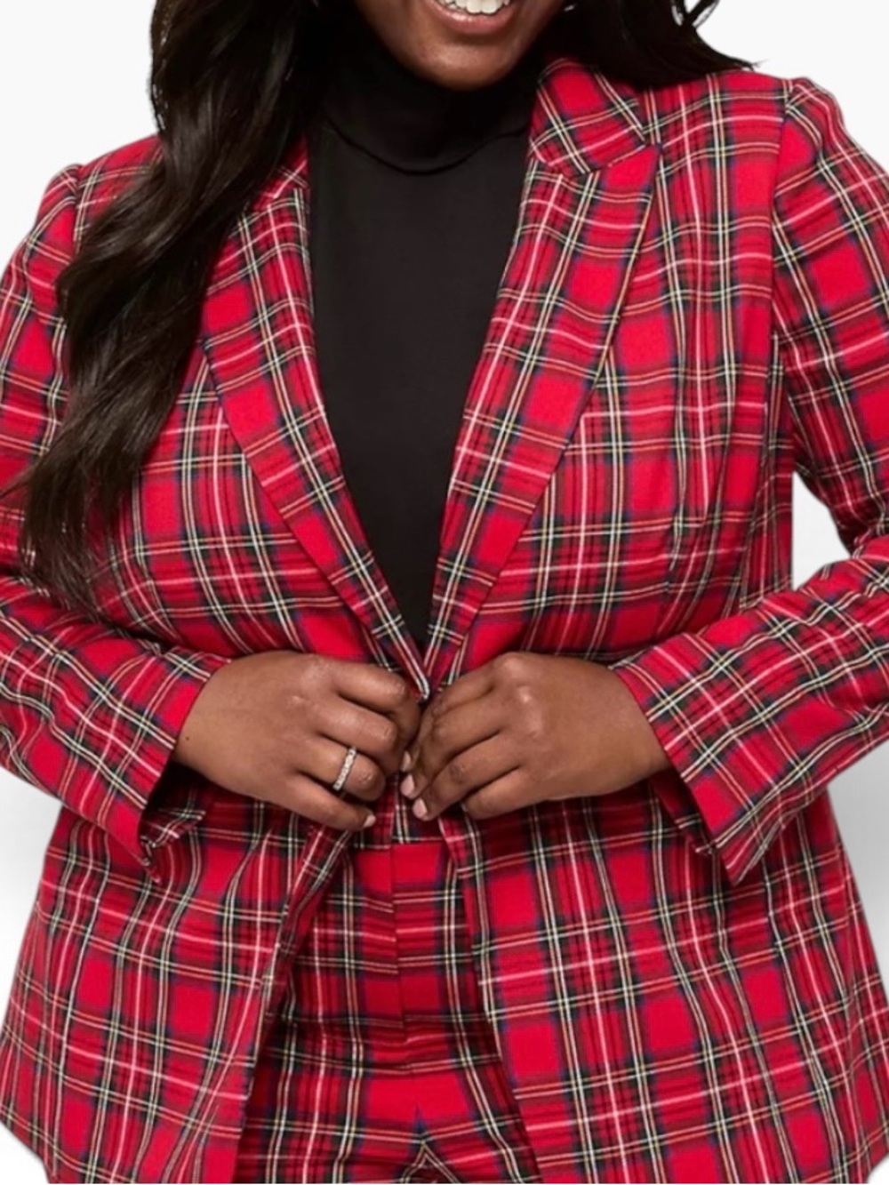 Lane Bryant "The Perfect Drape" One Button Red Plaid Blazer 24